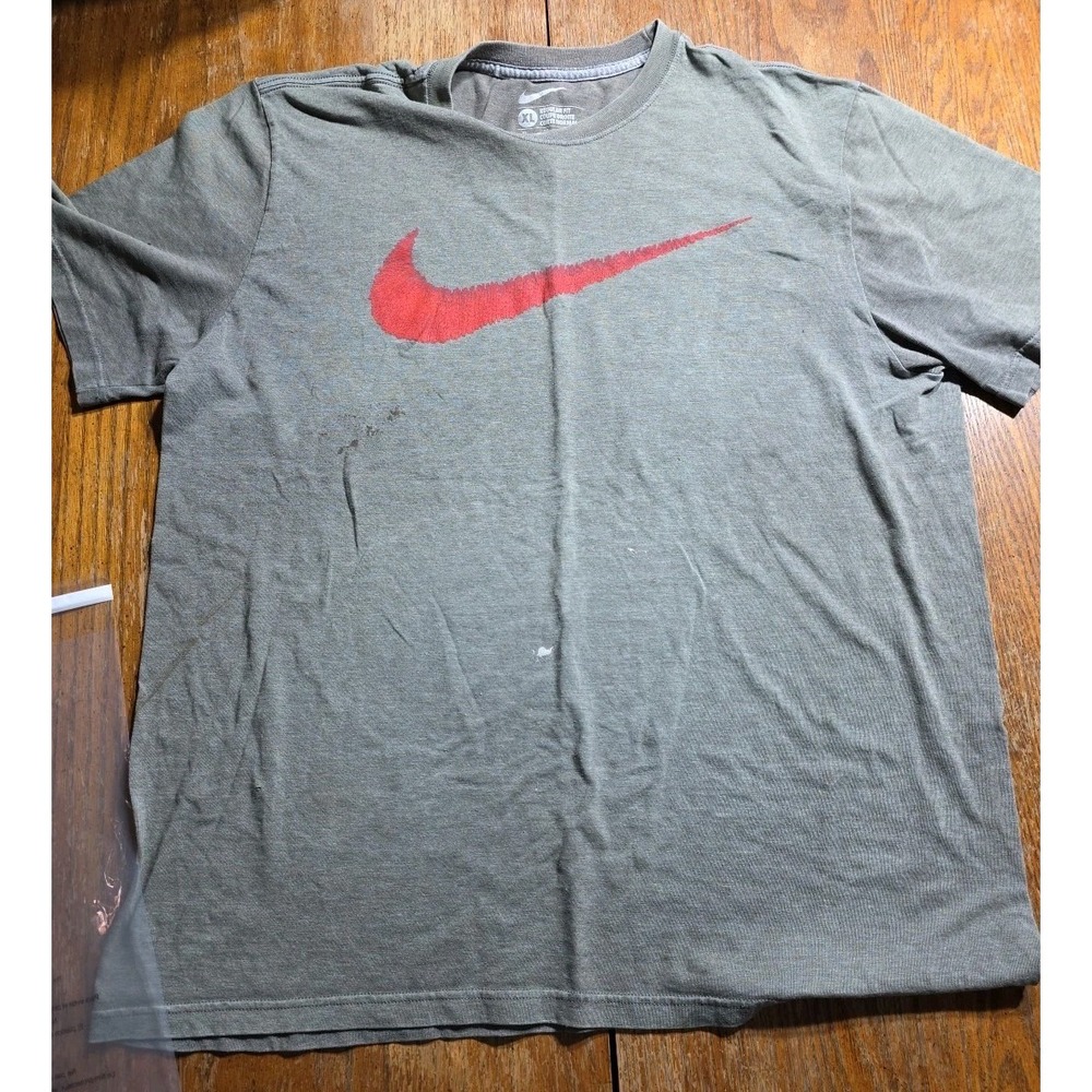 Vintage Nike Regular Fit Swoosh T-Shirt Mens Size XL Gray‎ 90s Y2K Distressed